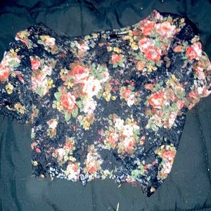 crop to with roses and black tee